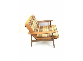 Vintage MCM Lounge Chair With Plaid Cushions By Artel Products