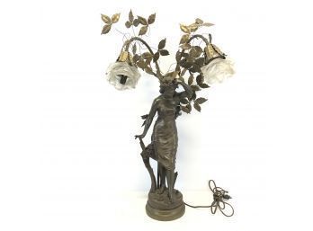 MCM Bronze Figural Table Lamp - 1940s-1950s