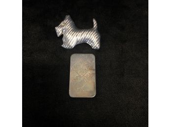 Sterling Silver Scottie Dog Pin & Troy Silver Medal