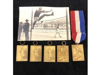 1917-1919 Gold Filled Track & Field Medals With Photo Of Winner John R. Patterson