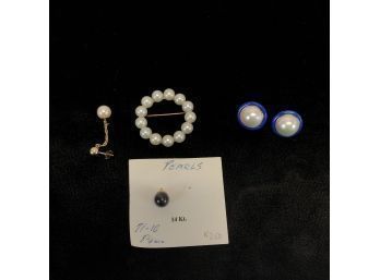 Lot Of Pearl & 14K Gold Jewelry