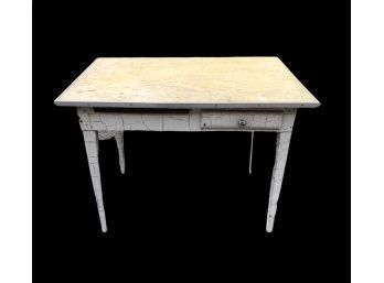 Shabby Chic Linoleum Top Bakers Table With Cutting Board - Possibly Hepple