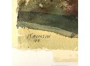 1940 Farm Landscape Watercolor Painting, Signed Krimsin - #S11-4