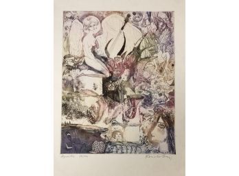 Signed Mid-Century Figural Abstract Lithograph, No. 54/100 - #S11-4