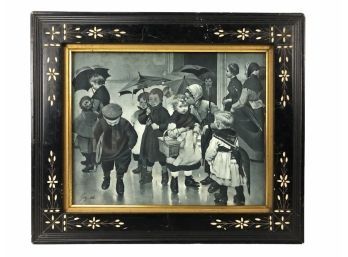Photogravure Of Coming Out Of School Painting By H. Jean Geoffroy - #SW-W