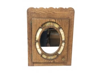 Mission Oak Stained Glass Mirrored Medicine Cabinet - #S16-F