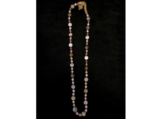 Asian Beaded Gemstone Necklace With Dragon Head Clasp