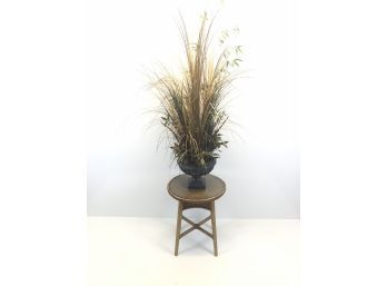 Glass Top Plant Stand Table With Faux Potted Plant