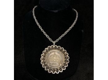Sterling Silver King Saint Stephan Hungarian Coin Pendant