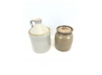 Salt Glazed Stoneware Crock & Jug