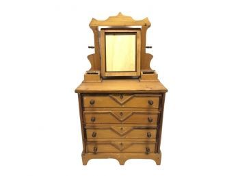 Antique Victorian 4-Drawer Child's Chest / Jewelry Chest - Missing The Mirror