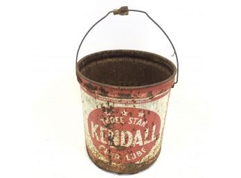 Vintage Kendall Three Star Clear Lube Metal Bucket With Bail