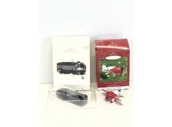 Hallmark Lionel NY Central Locomotive & Gee Bee R-1 Super Sportster Holiday Ornaments