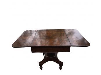 Antique Classical American Empire Carved Mahogany Drop Leaf Table