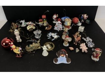 Vintage 1990s Christmas Ornament Lot - Precious Moments, Ruldolph