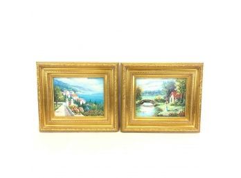 W. Hodges & D. Holmes Signed Oil On Canvas Countryside / Seascape Paintings