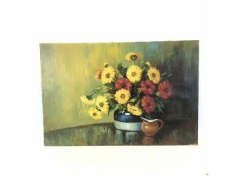Signed Daisy Oil On Canvas Painting