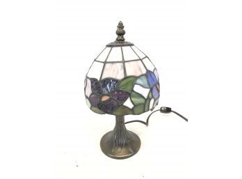 Tiffany Style Stained Glass Purple Violet Table Lamp - WORKS
