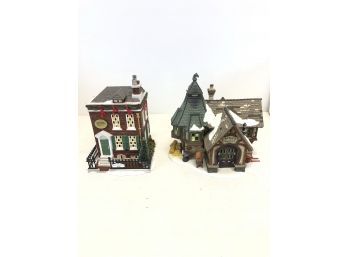 Department 56 Dickens Birthplace & Baylys Blacksmith Village Houses With Boxes