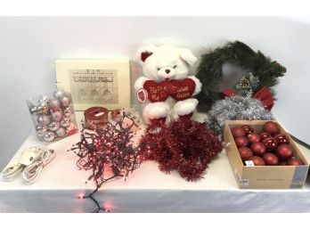 Red & Silver Holiday Decor Lot