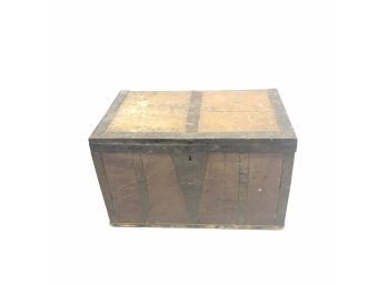 Antique Flat Top Wood Chest Trunk