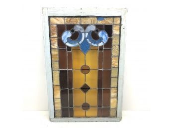 Antique Victorian Jeweled Stained Glass Window