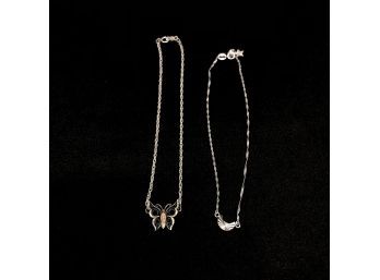 C. Coster Sterling Silver / 12K Gold Butterfly & 14K Gold Crescent Moon Star Necklaces