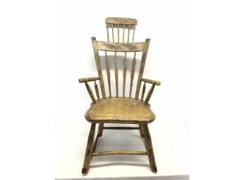 Antique Arrow Back Comb Top Windsor Rocking Chair - Old 19th Century Paint