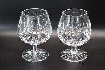 Lismore Pattern With Cut Criss-cross Arch Brandy Sniffer Glasses 2pc