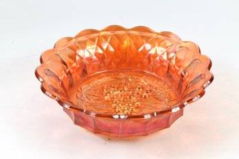 Marigold Carnival Glass Bowl Diamond Pattern