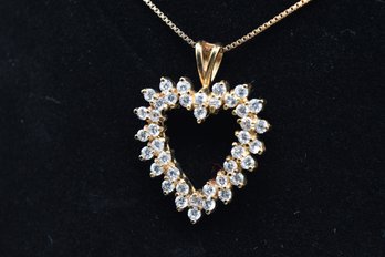 Heart Necklace 18K Gold Over .925 Sterling Silver With Gemstones