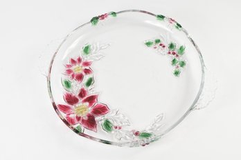 Beautiful Glass Floral Serving 16' Tray