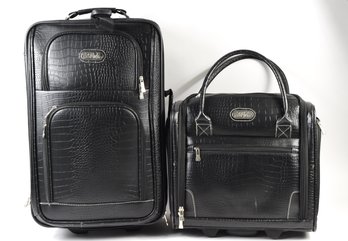 Bob Mackie Faux Snake Skin Luggage Suitcase & Carry On Bag