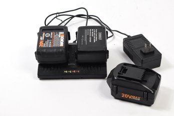 Worx 20V Batteries And Charger Bundle 4pcs Total!