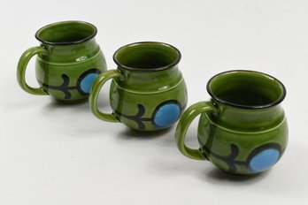 3 Green Retro Rapallo Mugs