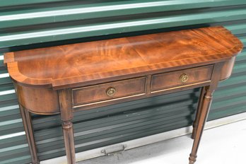 Mahogany Wood Console Table W/ 2 Draws And Decorative Inlay