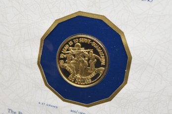 The 1982 100 Dollar Gold Coin Of The Soloman Islands Franklin Mint 9.37 Grams Fine Gold Coin  RARE!