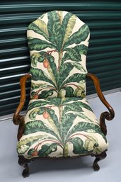 Mahogany Armchair Upholstered With Floral Pattern