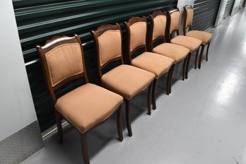 6 French Country Wooden Chairs With Upholstered Seats