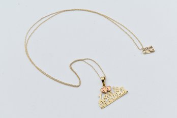 14k Gold Grandma Is Love Necklace W/ 10k Chain