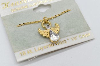 Heavenly Angel Pendant Necklace 18k Gold Plated Austrian Crystal