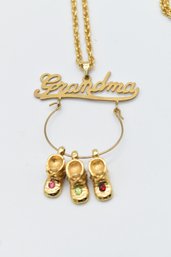 Grandma Shoes Gold Toned Necklace And Pendant W/ 24' Chain