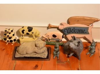 Small Collection Of 8 Pig Themed Items