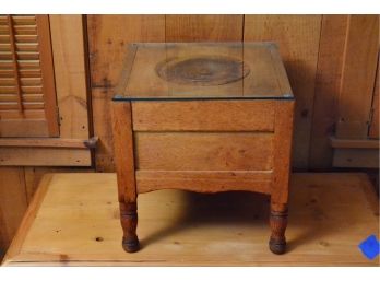 Vintage Oak Commode Side Table