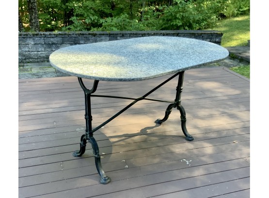 Iron Base Table With Oval Granite Top - Sjrojoplastika