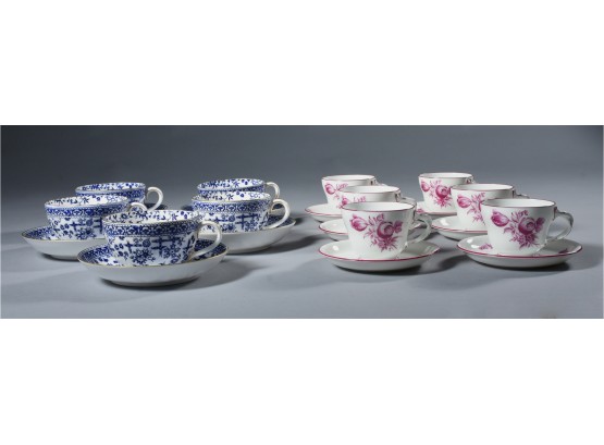 Augarten And Royal Crown Derby Osborne Pattern Cups And Saucers