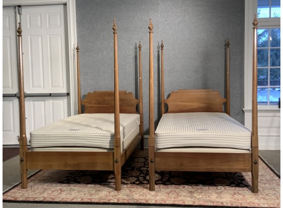 Pair Of Statton Cherry Twin Size Beds With Fittings