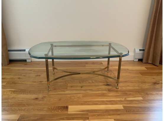 Contemporary Brass And Glass Coffee Table