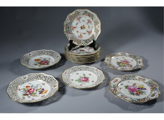 Assembled Group Of 12 Dresden Porcelain Plates