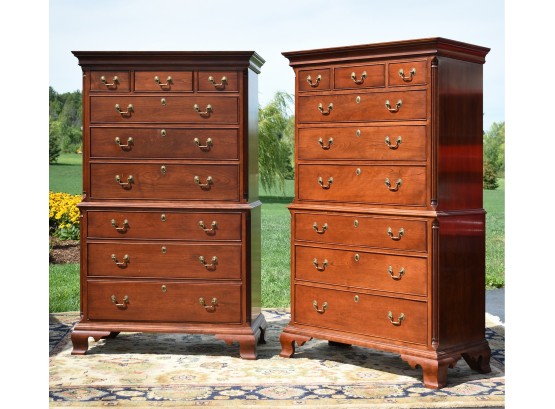 Pair Of Stickley Cherry Chippendale Style Chests